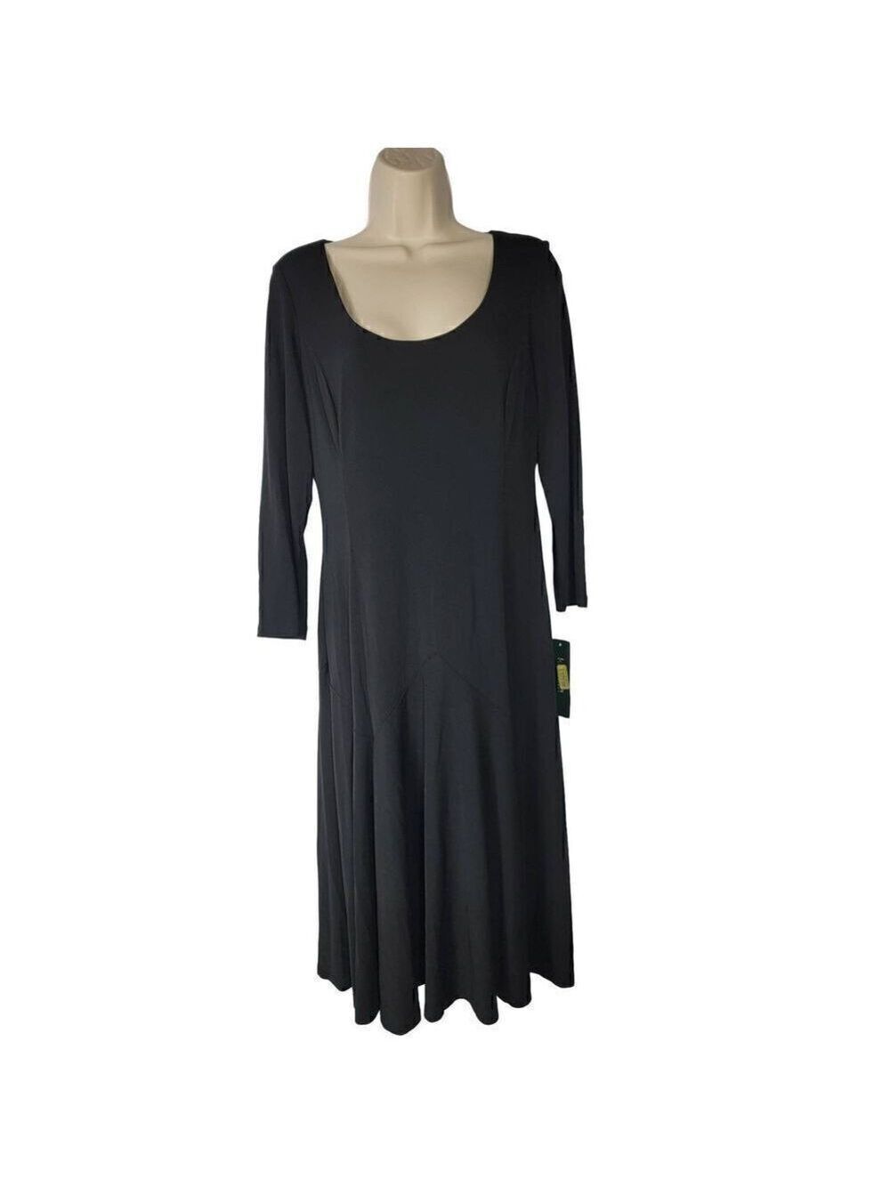 Ralph Lauren Black Scoop neckline Midi Dress Size 8